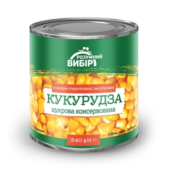 Кукурудза 340г Розумний вибір цукрова консервована 