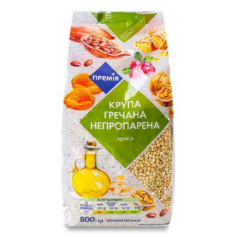 Крупа гречана «Премія»® ядриця непропарена, 0,8кг (0,8кг)