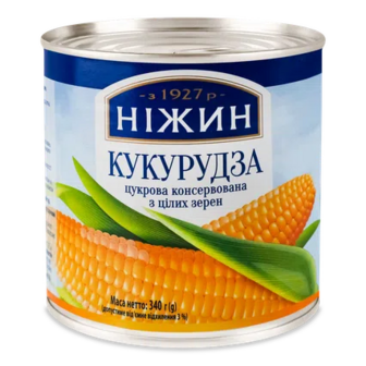 Кукурудза цукрова Ніжин консервована з цілих зерен, 340г (340г)