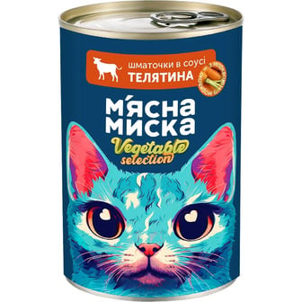 Корм вологий для дорослих котів М'ясна Миска шматочки в соусі телятина з морквою 415 г (4820255194189)