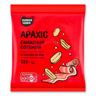 Арахіс «Повна Чаша»® смажений солоний зі смаком бекону (120г)