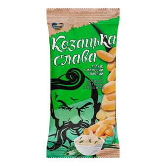 Арахіс Козацька Слава смажений солоний зі смаком сметани з зеленню 50 г (4820237811967)