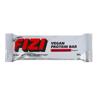 Батончик протеїновий Fizi Almond Caramel в шоколаді з начинкою зі смаком карамелі та мигдалем з підсолоджувачами 40 г (4820262541341)