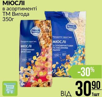 МЮСЛІ в асортименті ТМ Вигода 350г